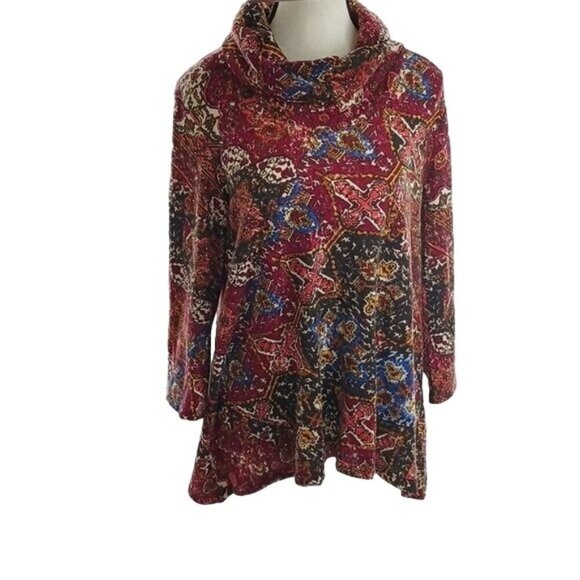 Ruby Rd Womens Size M Petite Cowl Neck Tunic Sweater Multicolor Long Sleeve - Picture 1 of 6